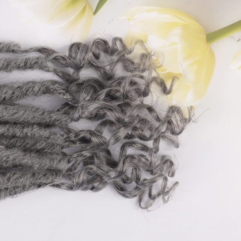 Faux Locs Crochet Hair 6 Packs 10 Inches Soft Straight Goddess Locs Crochet Hair for Women Pre Looped Crochet Braids with Curly Hair Locs Synthetic Hair Extensions(Grey#)