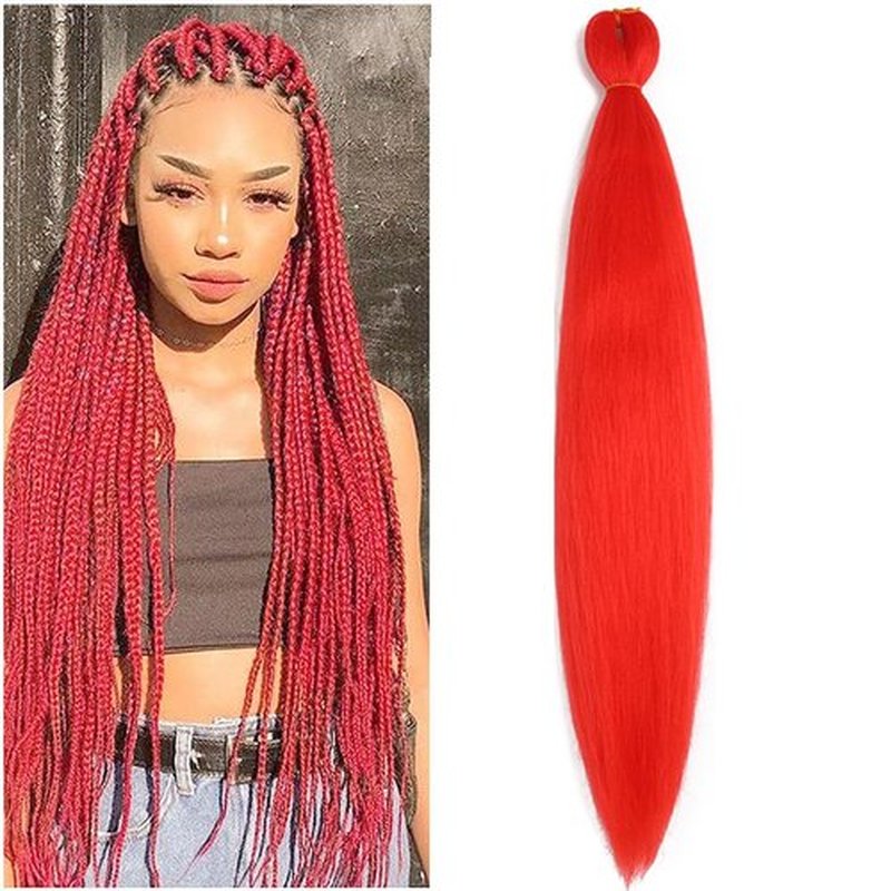BALINGHAIR Braiding Hair Pre-Stretched High Temperature Synthetic Fiber Braid Hair A13 Red (A13-1Pack)