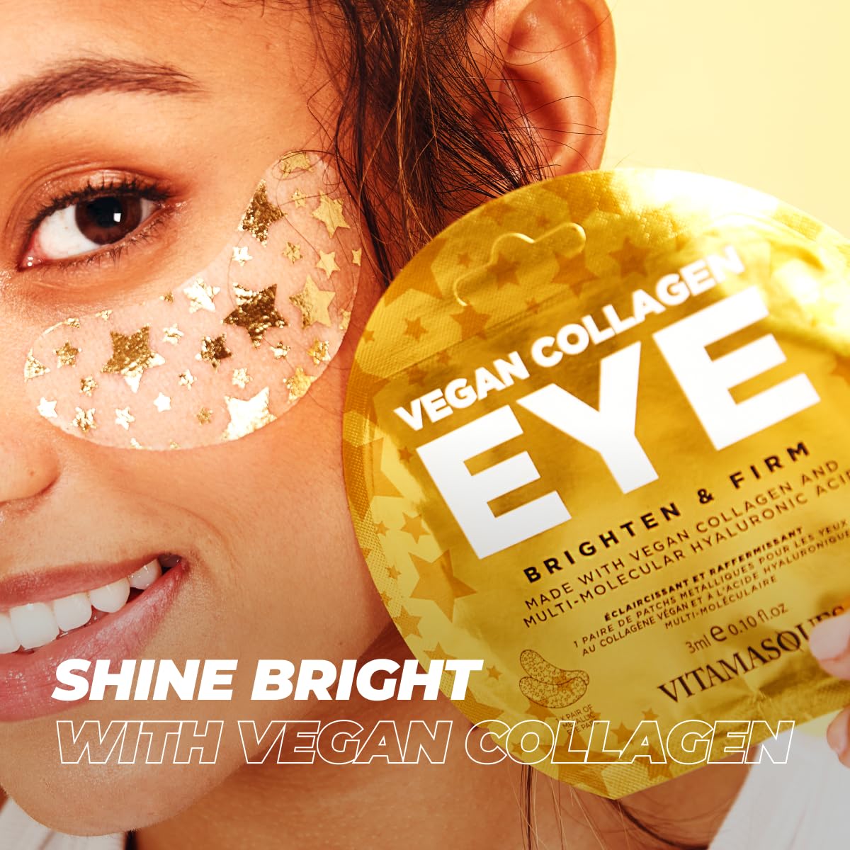 Vitamasques Under Eye Patches 3-Pack - Firming & Brightening - Anti Aging Collagen Korean Skin Care Reduce Fine Lines, Puffiness, Wrinkles & Dark Circles - Hyaluronic Acid - Vegan & Cruelty-Free