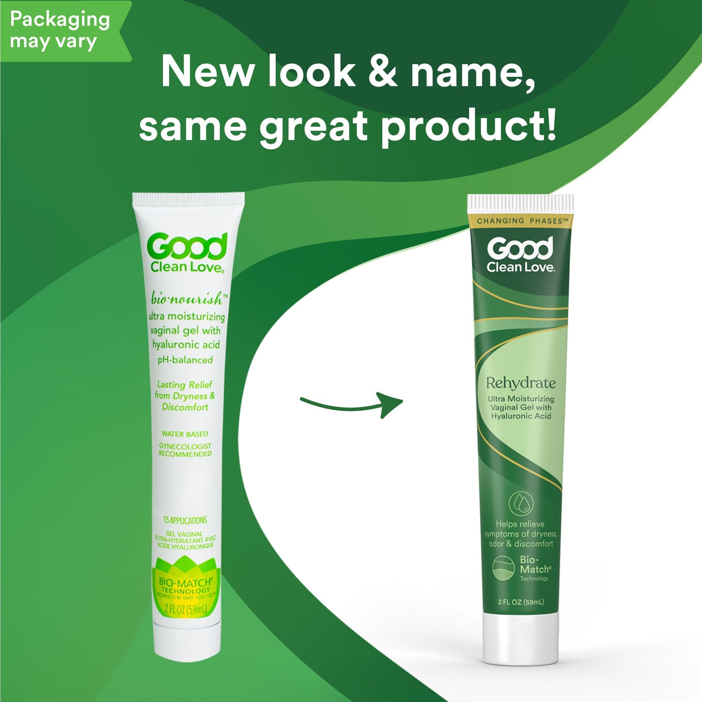 Good Clean Love Rehydrate Ultra Moisturizing Vaginal Gel with Hyaluronic Acid, pH-Balanced Vaginal Moisturizer, Water-Based Feminine Care, Long Lasting Relief from Dryness & Discomfort, 2 Oz