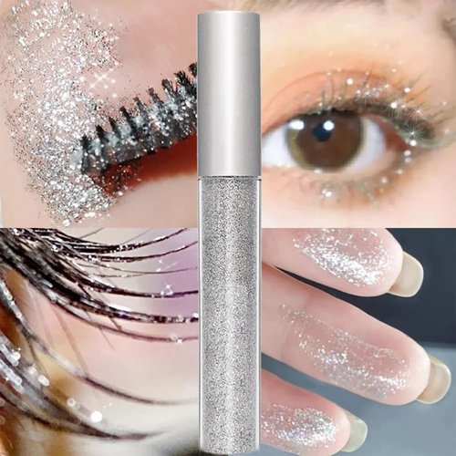 Question Beauty Glitter Mascara, Sparkle Mascara for Eyelashes, Questionbeauty Glitter Mascara, 4D Glitter Lash Mascara for Women Waterproof (Gold+Purple+Silver)