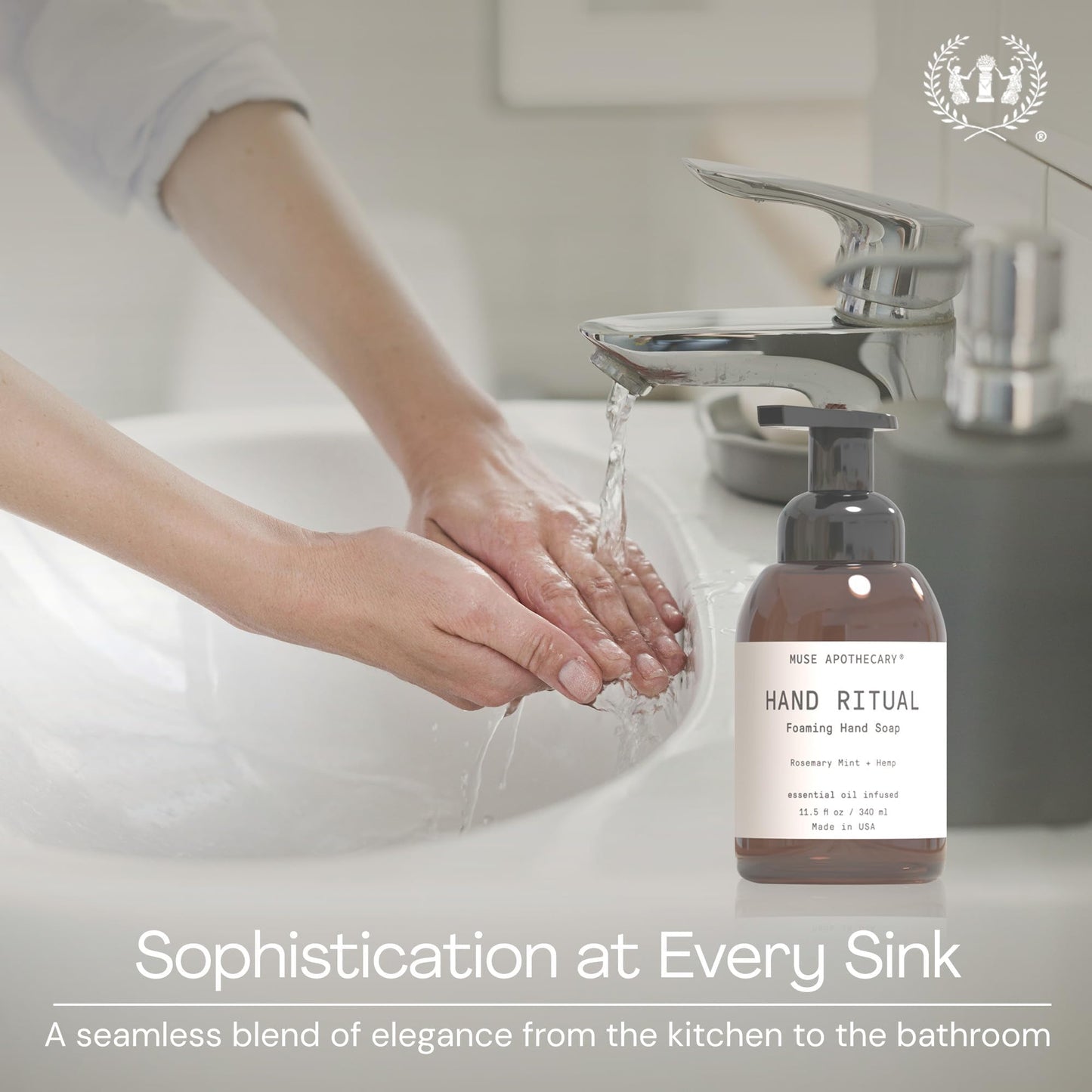 Muse Apothecary Hand Ritual - Aromatic and Nourishing Foaming Hand Soap, Infused with Natural Aromatherapy Essential Oils - USDA Certified Biobased - 11.5 oz, Coconut + Sandalwood, Pack of 2