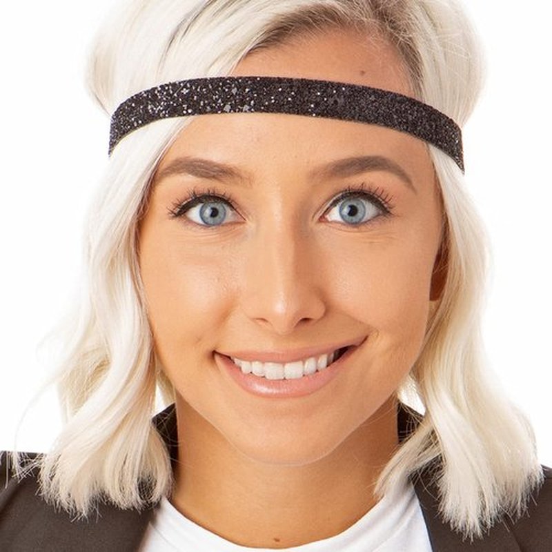 Hipsy Women's Adjustable No Slip Bling Glitter & Bengal Tiger Fashion Headband 3-pack (Skinny Black/Tiger/Orange 3pk)