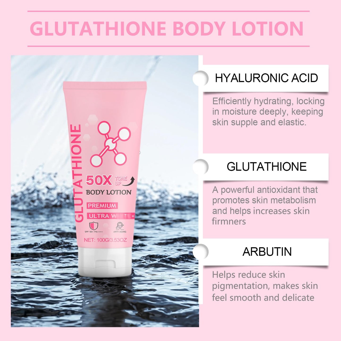 Balekotty Glutathione 50x Tone Up Body Lotion, 2PCS Glutathione Body Lotion Cream, Moisturizing and Soft Skin Cream for Women All Skin Types