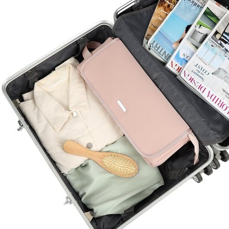 FINDCOZY Hair Tools Travel Bag, Hair Accessory Organizer with Heat Resistant Mat for Curling Iron, Hair Straighteners and Styling Tools, Travel Essentials for women, Pink