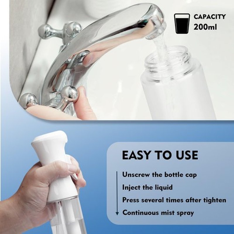 HPPFFY Continuous Spray Bottle for Hair, 2Pack White 6.8oz Mister Spray Bottle, Hair Spray Bottles for Hairstyling, Cleaning, Plants, Pets, Salons & More