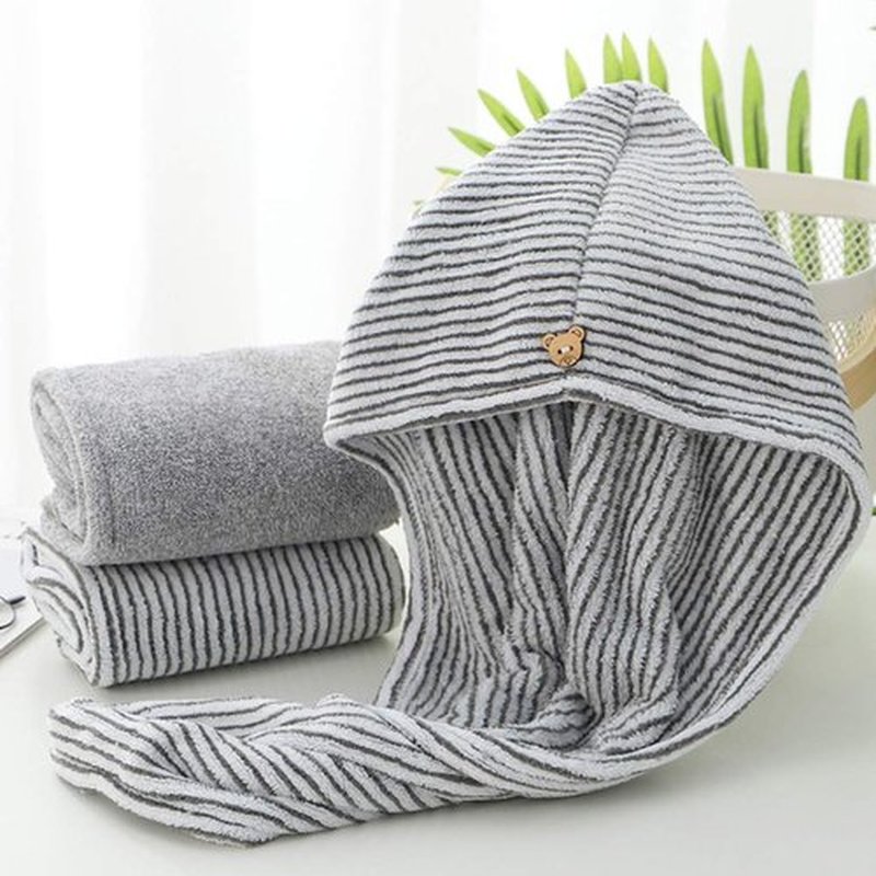 Hair Towel Wrap Quick Absorbent Turban For Head Wrap For Women With Button Anti Frizz Bathroom Shower Hair