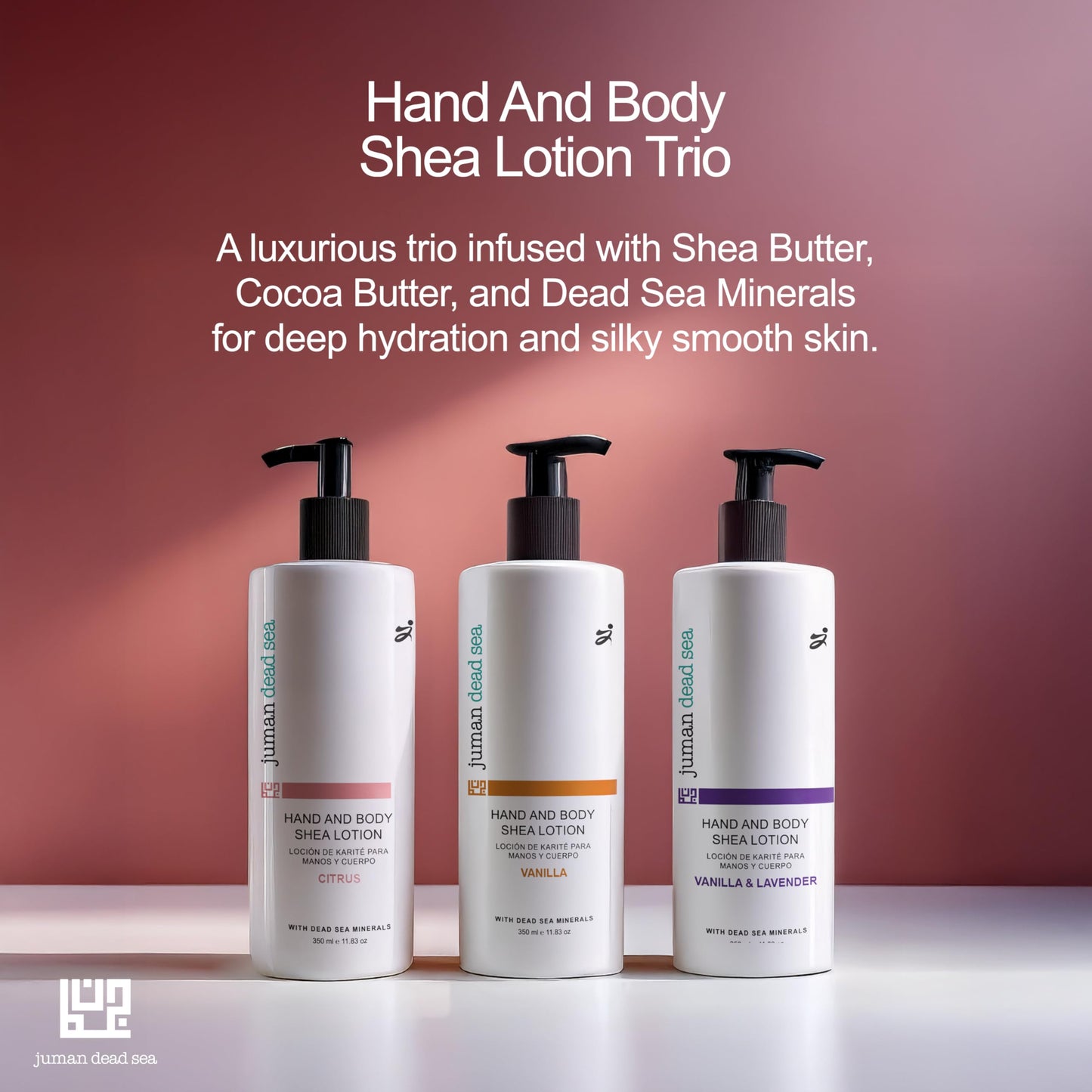 JUMAN Dead Sea Minerals Vanilla & Lavender Body Butter Lotion | Infused with & Vitamin E | Fast Absorbing Lavender Lotion | Vegan Moisturizer for All Skin Types | SLS & Paraben Free | 11.8 OZ