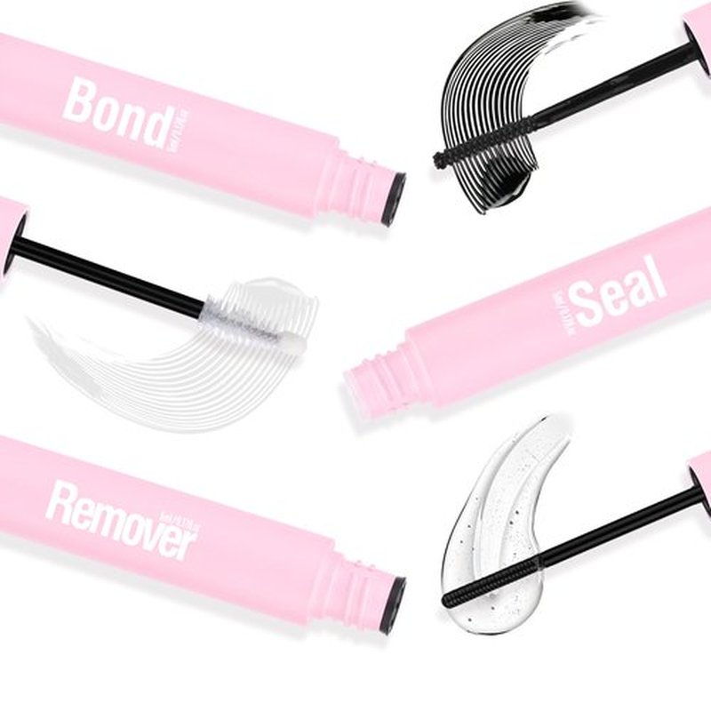 Lash Bond and Seal and Remover 3 in 1 Strong Hold Waterproof Long Lasting Cluster Eyelashes Bond and Sealant Easy to Use Lash Clusters Remover Pack
