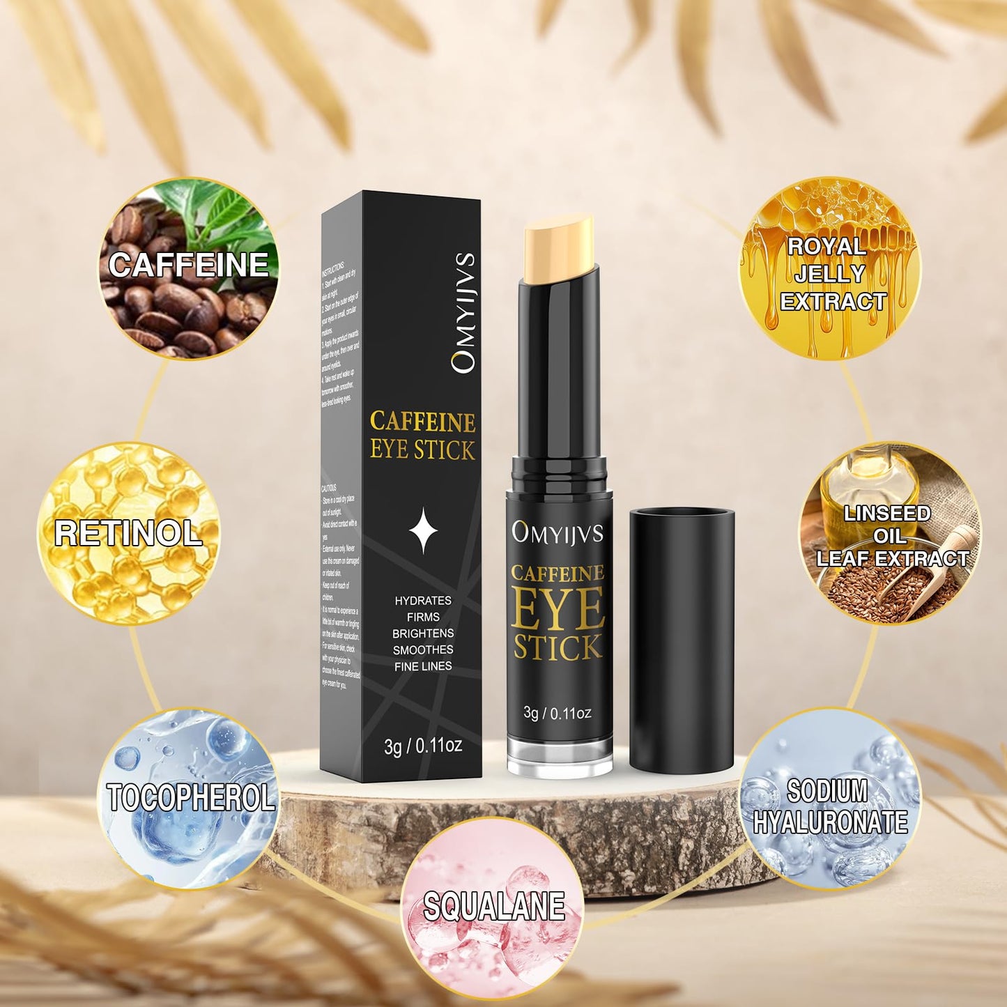 OMYIJVS Caffeine Eye Cream, Under Eye Cream for Dark Circles and Puffiness