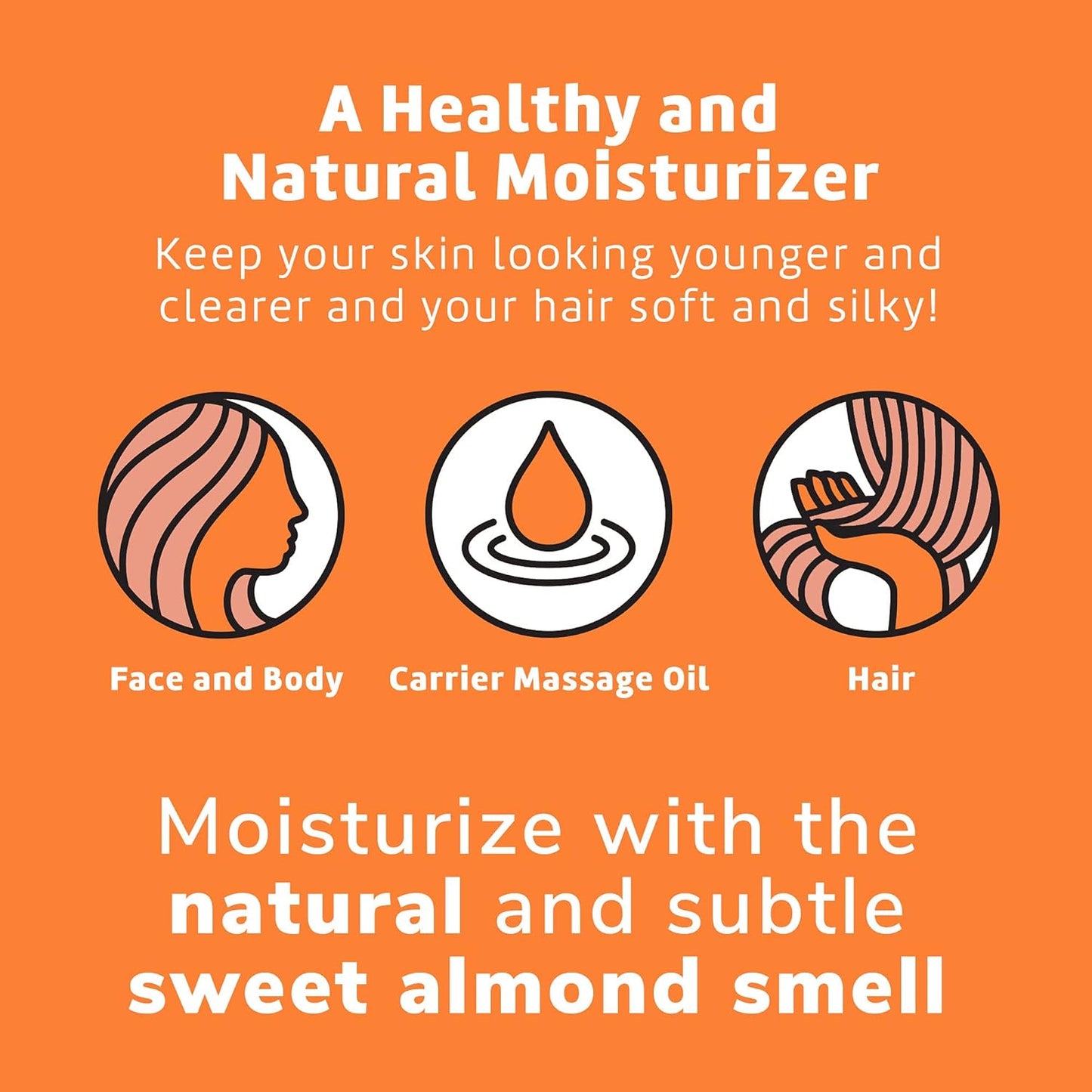 De La Cruz Sweet Almond Oil 2 FL OZ - Expeller Pressed for Skin & Hair - 6 Pack