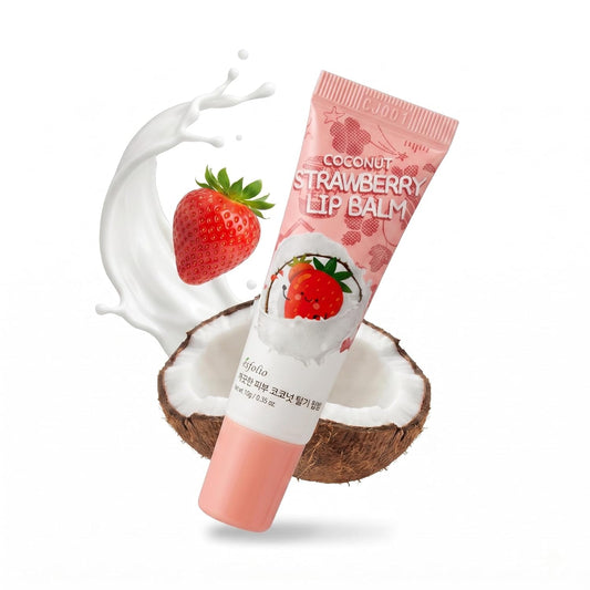 Coconut Strawberry Lip Balm | Hydrating & Nourishing Lip Care with Coconut Oil & Strawberry Seed Oil - Moisturizes Dry Lips