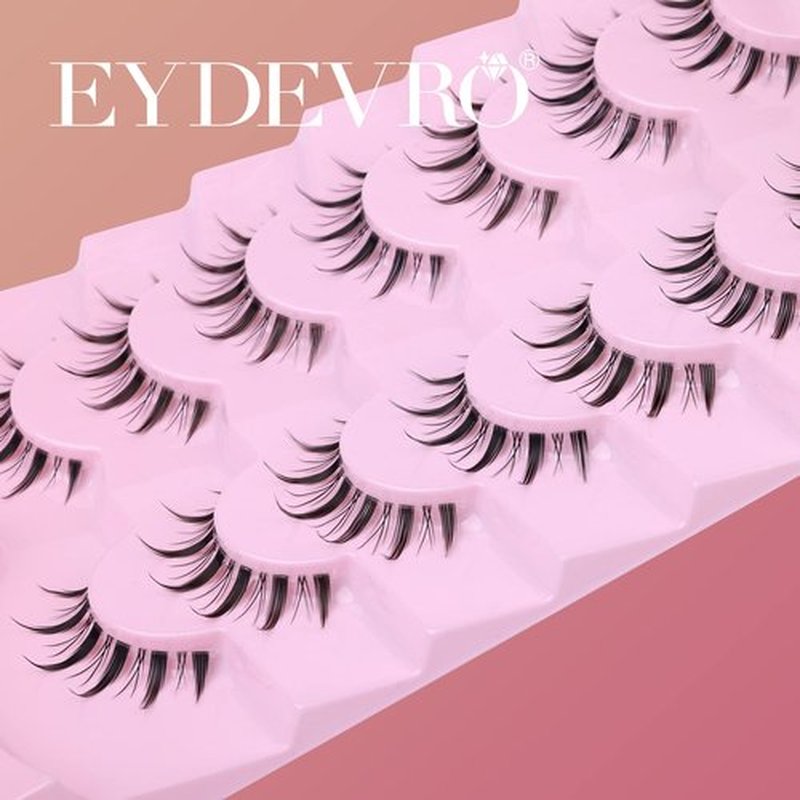 False Eyelashes Wispy Manga Lashes Natural Look Japanese Anime Lashes Manhua Effect Look Like Individual Clusters Spiky Cosplay Eyelashes with Clear Band 7 Pairs Pack by EYDEVRO