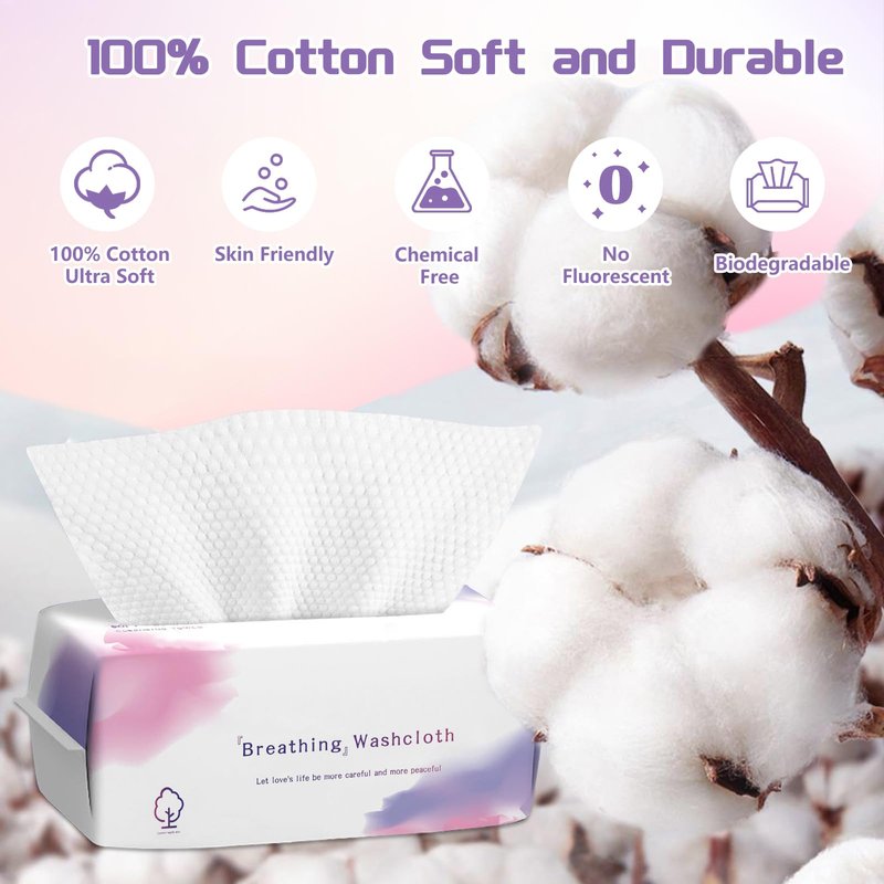 Disposable Face Towel 600 Count, Soft Cotton Face Towels, Dry Wipes Facial Cloths Towelettes for Washing and Drying, Lint Free Facial Tissue for Skincare, Makeup Remover and Cleansing