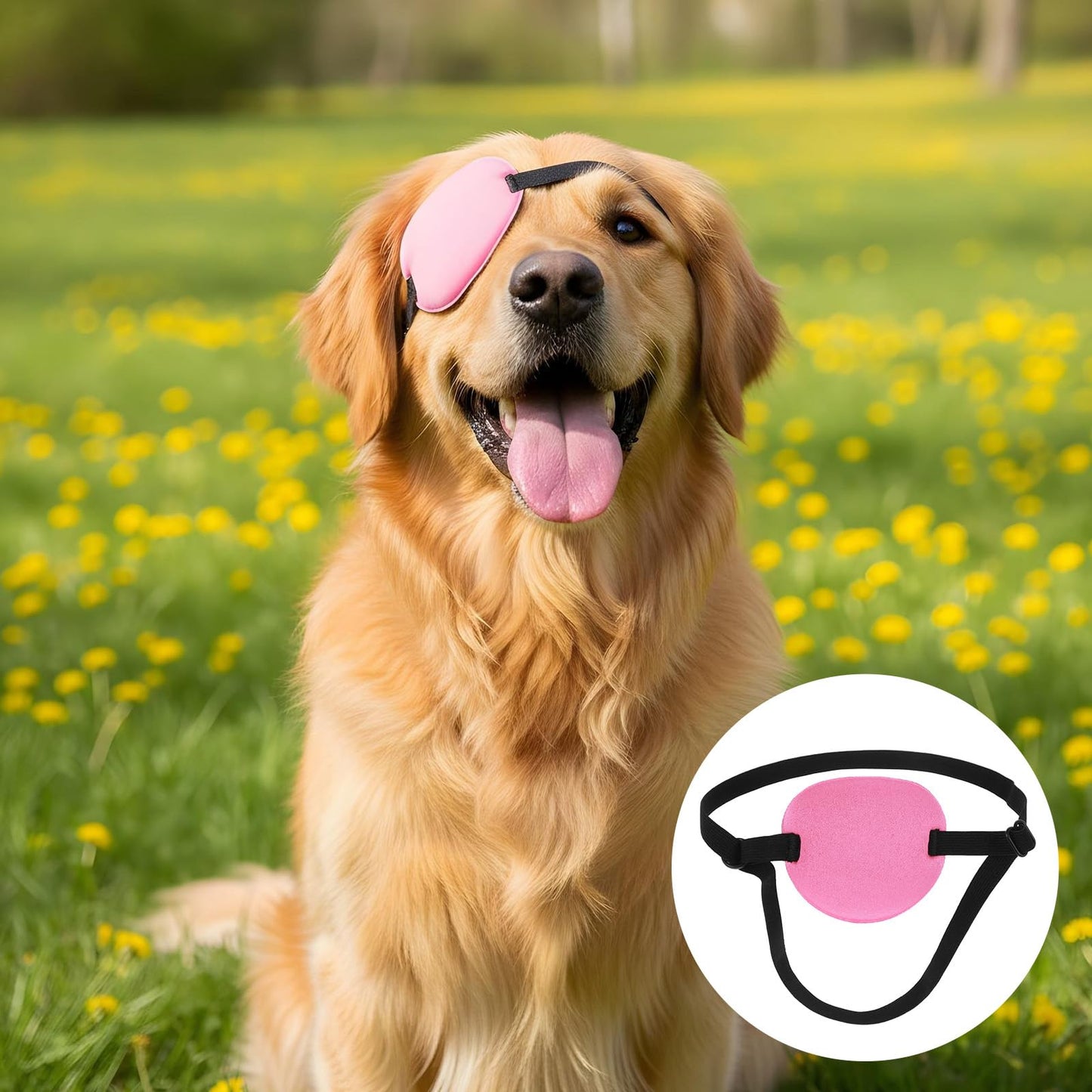 Classicseali 2pcs Eye Patch for Dogs, Adjustable Dog Eye Patch, Soft and Comfortable Eyes Patches, Used for Postoperative Eyes Injuries in Medium and Large Dogs, Rose red