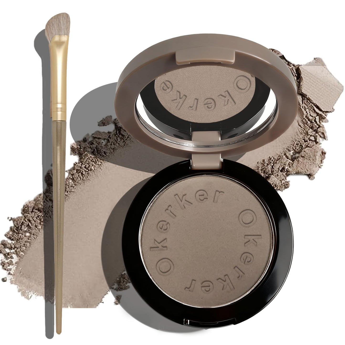 Okerker Cool Toned Contour Palette with Mirror, Taupe Grey Contour Powder for Fair Pale Light Cool Toned Skin,Neutralizes Redness, No Orange, Nose Contouring Bronzer Powder with Nose Contour Brush