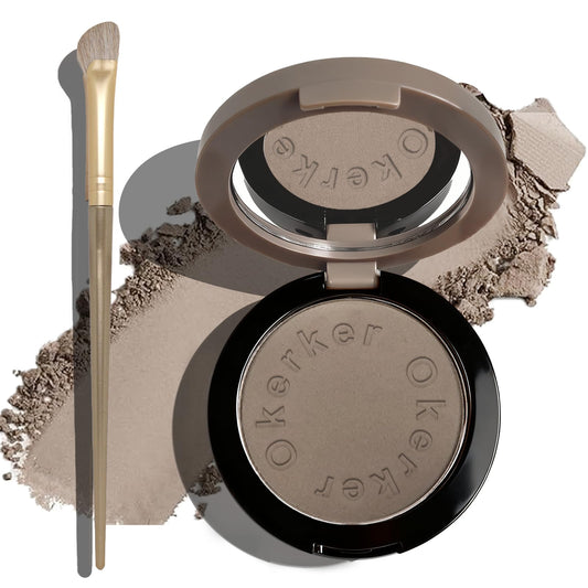 Okerker Cool Toned Contour Palette with Mirror, Taupe Grey Contour Powder for Fair Pale Light Cool Toned Skin,Neutralizes Redness, No Orange, Nose Contouring Bronzer Powder with Nose Contour Brush