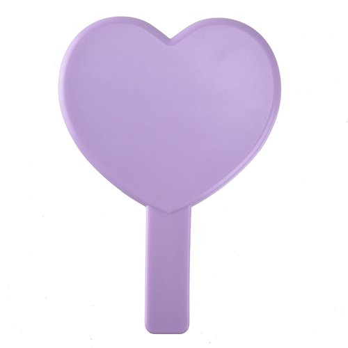 TBWHL Heart-Shaped Travel Handheld Mirror, Cosmetic Hand Mirror with Handle (Purple, 1Pack)