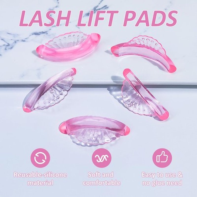Libeauty Lash Lift Shield, Super Soft Lash Lift Pads Shell Shape Lash Perm Rod Eyelash Curler Tool 16 Pcs (Pink)