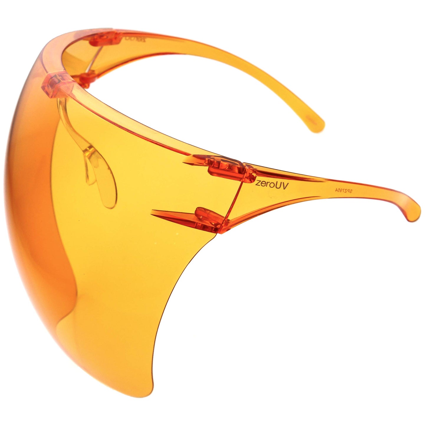 zeroUV - Protective Face Shield Full Cover Visor Glasses/Sunglasses (Anti-Fog/Blue Light Filter) (Dark Orange)