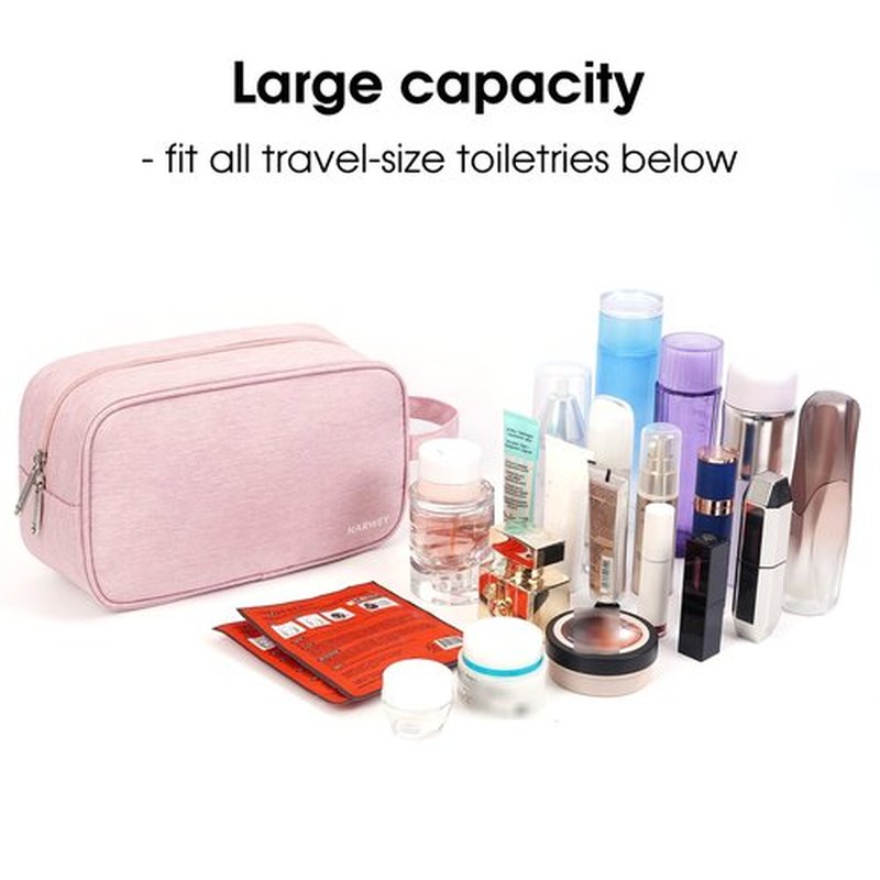 Narwey Travel Toiletry Bag for Women Traveling Dopp Kit Makeup Bag Organizer for Toiletries Accessories Cosmetics (Pink)