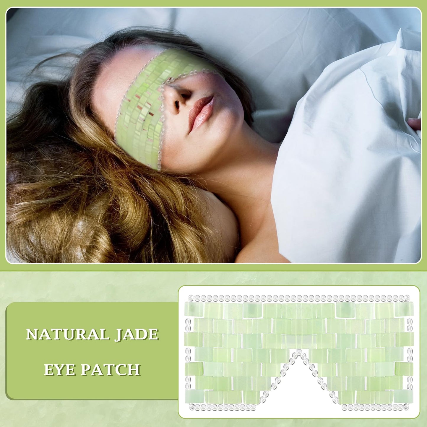 Halfchet Jade Eye Mask and Jade Comb Set Includes Weighted Eye Mask to Eliminate Wrinkles Puffiness Headache and Migraine Relief Handheld Natural Jade Massage Comb for Head Caring Therapy