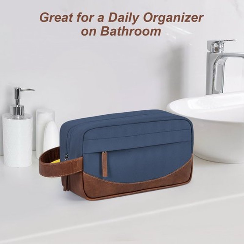 Ezday Travel Toiletry Bag for Men, Hanging Toiletry Organizer, Water Resistant Shaving Kit with Large Capacity for Travel Accessories - Navy Blue