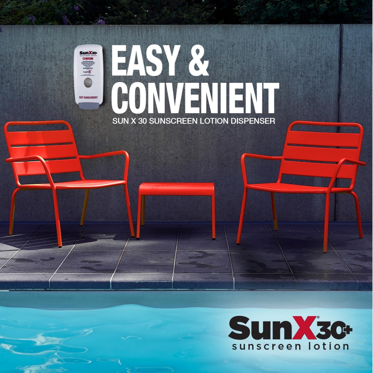 CoreTex Sun X 30+ Wall Mounted Dispenser for Sunscreen Bladder (Dispenser ONLY) - Compatible with Sun X 30 750ml Bladder of Oil Free, Water Resistant, Broad Spectrum (UVA/UVB) Sunscreen Lotion