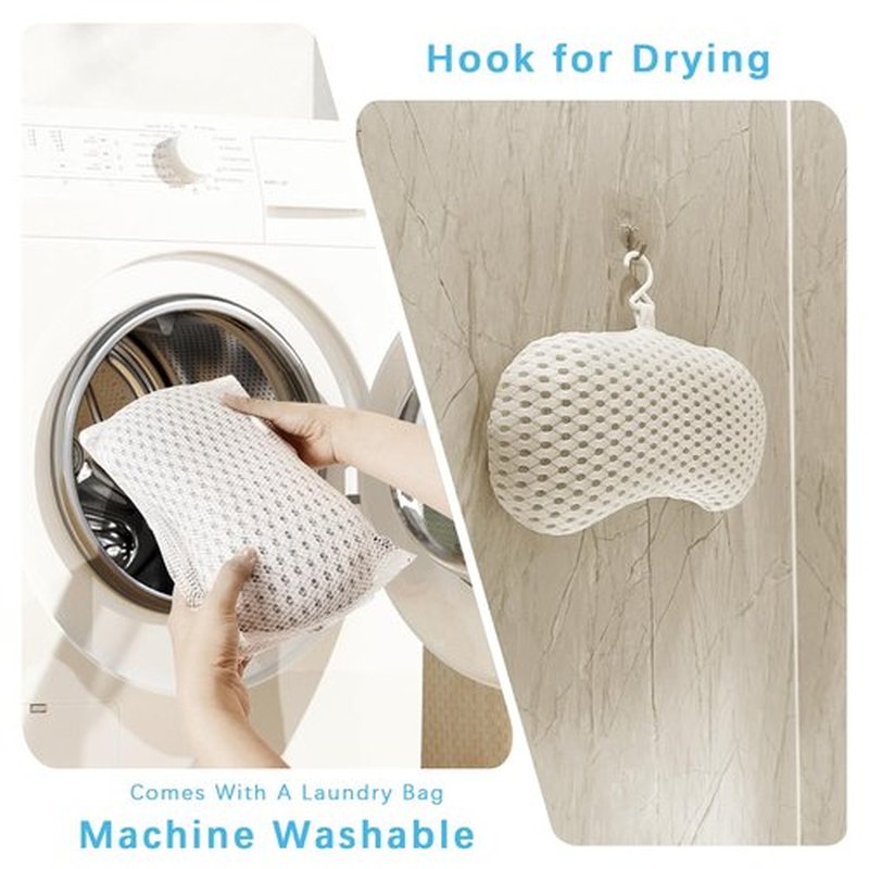 Bath Pillow Bathtub Pillow with 3 Non-Slip Suction Cups,Bath Pillow for Tub-Comfortable Bathtub Pillows for Neck Head and Back Support，Extra Thick and Soft Air Mesh Pillow for Bath,White