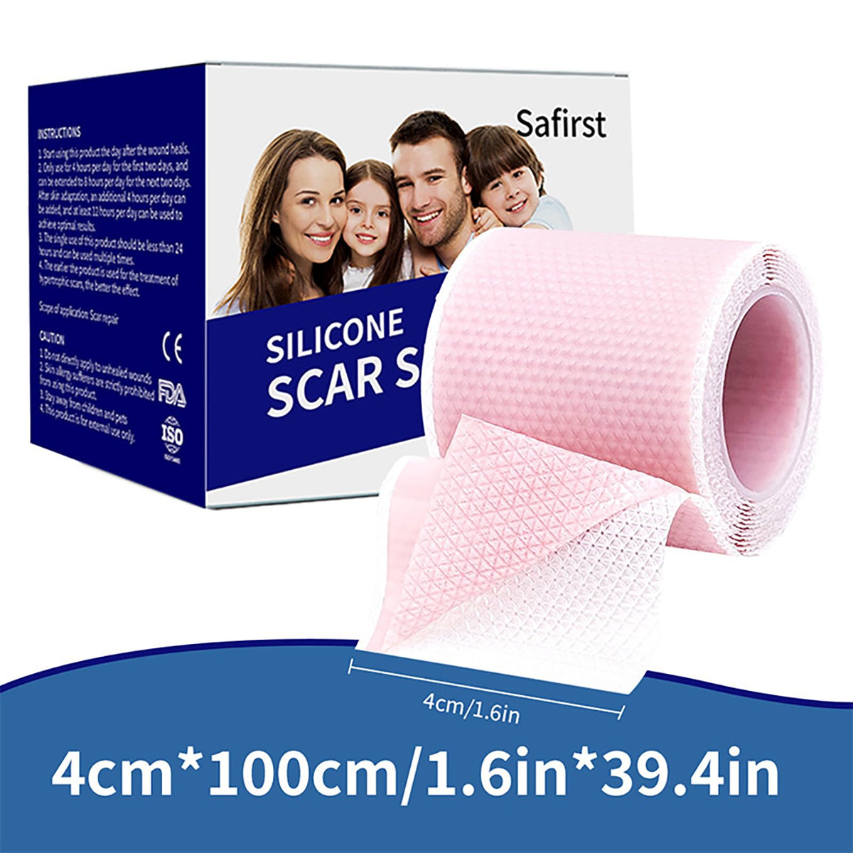 Silicone Scar Sheets 1.6"x39.4" Roll-1M Scars Removal Treatment Medical Grade Silicone Scar Tape for Skin Resuable Strip for Tummy Tuck,Incision,Keloid,C-Section,Burn,Acne Scars(pink)