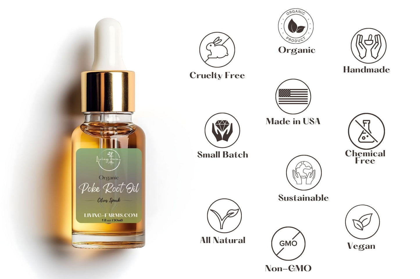 Organic Poke Root Castor Oil | Vegan Lymphatic Support | Cysts, Boils, Fibroids, Swollen Lymph Nodes, Breast & Joint | Natural Deep Tissue Massage | Made in The USA (1oz, Citrus Spark)
