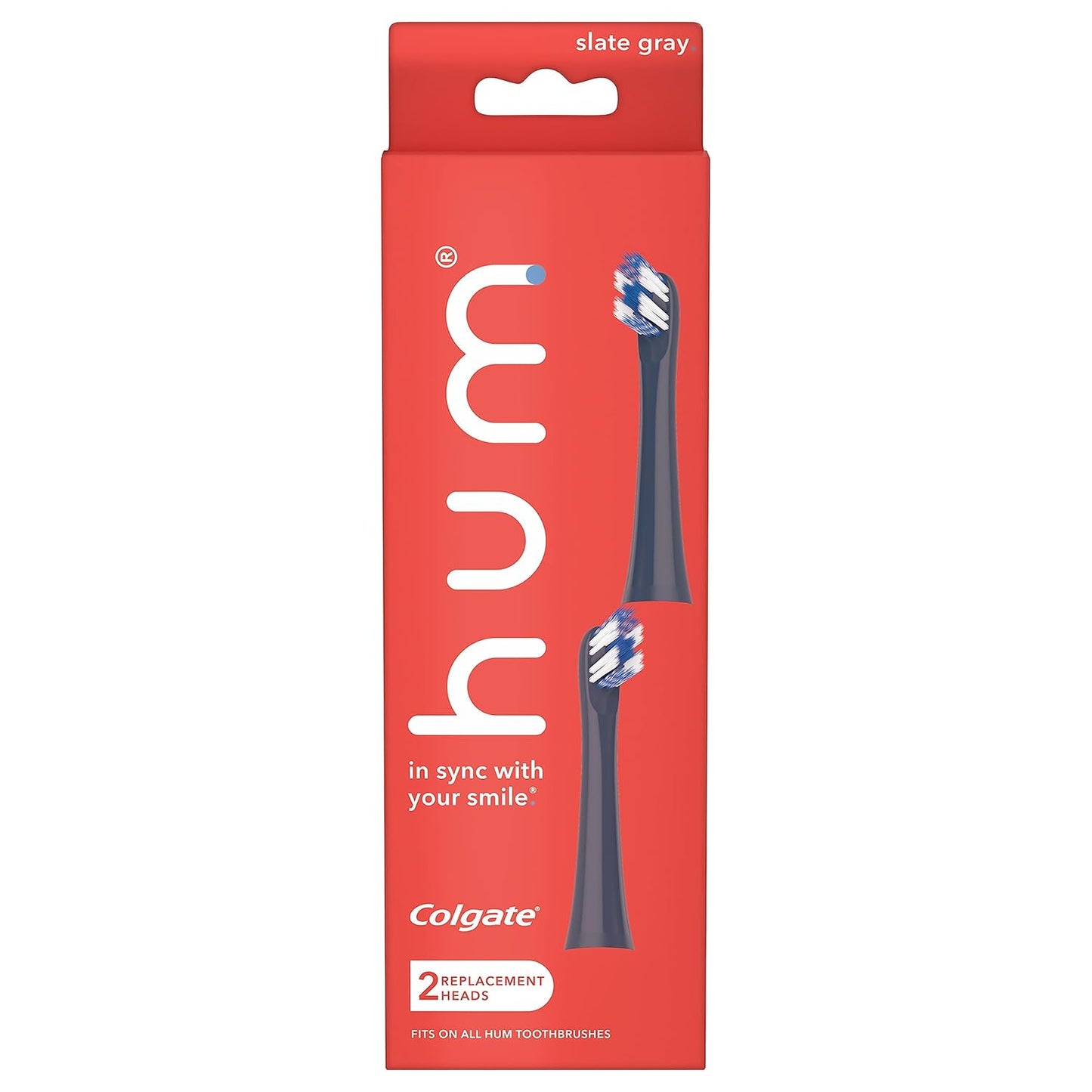 Colgate Hum Connected Smart Battery Toothbrush Refill Head, Blue, 2 Pack