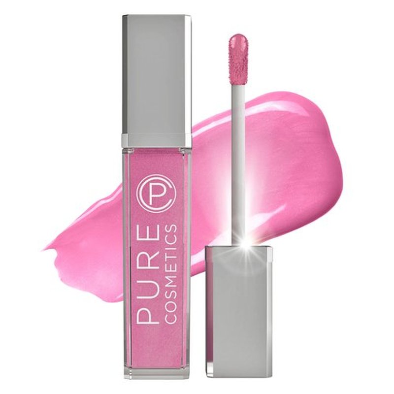 Pure Cosmetics Pure Illumination Lip Gloss - LED-lit Applicator w/Side Mirror - Non-Sticky, Moisturizing & Hydrating Lip Glosses - Soothes & Protects Dry Chapped Lips (Party Girl Pink)