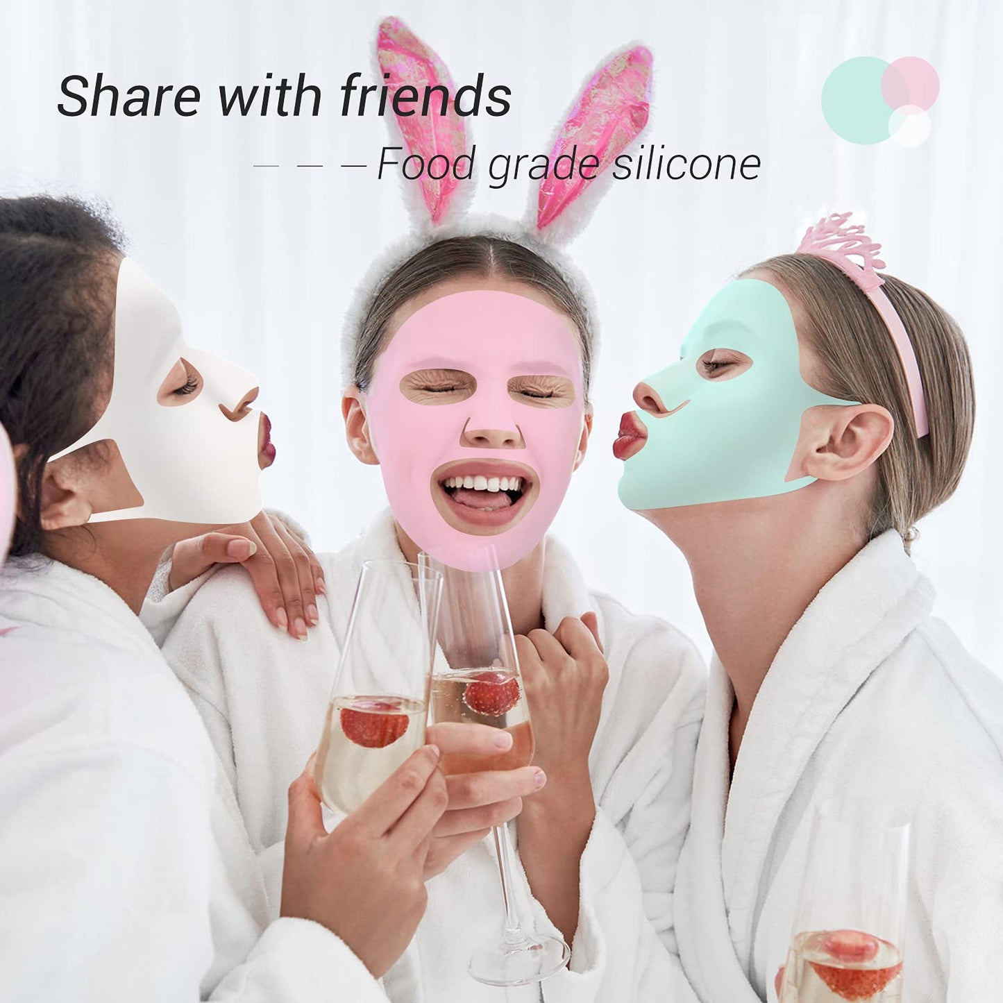 Maitys 5 Pcs Reusable Silicone Face Mask for Sheet Masks, Anti-wrinkle Moisturizing Facial Mask Cover Holder, Prevent Evaporation Hairdressing Skincare Beauty Spa Care Tool(Vivid Colors)