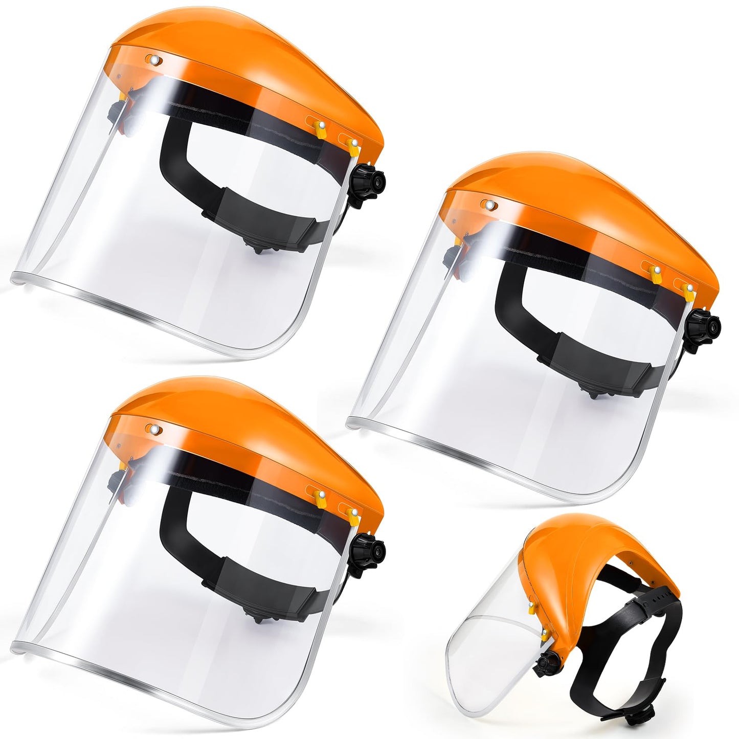 Copkim 3 Pack Safety Face Mask Shield for Grinding Clear Full Face Impact Resistant Safety PET Full Impact Resistant Mask Shield for Work Construction Cutting (Clear PET,Orange)