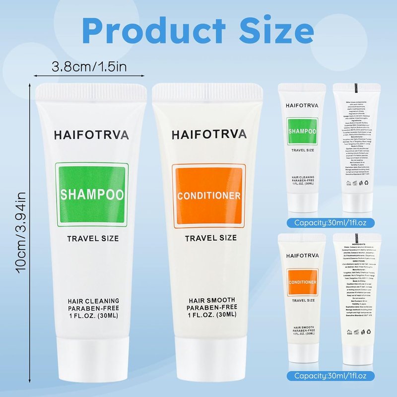 Travel Size Shampoo and Conditioner Set - Individually Wrapped 30ml | Portable Hotel Toiletries for Guests, Travel, Charity