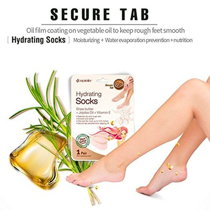 Epielle Hydrating Foot Masks (Socks 6pk) for foot cracked and dry heel to toe and callus Spa Masks - Shea butter + Jojoba Oil + Vitamin E Moisturize, Mothers Day GIfts