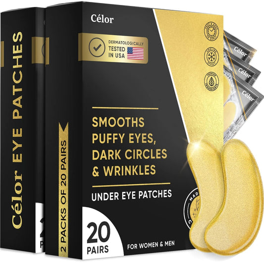 Celor Under Eye Patches - Reduce Puffiness & Dark Circles | Collagen & Amino Acids, 40 Pairs