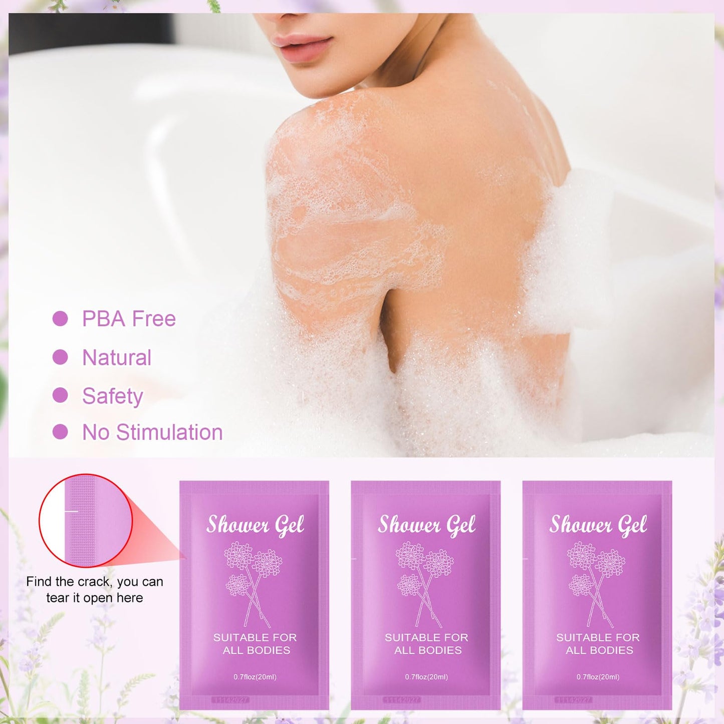 fafortune Travel Size Body Wash Bulk,0.7 fl oz (20ml) Small Size Mini body wash,Verbena Scent,Hotel Supplies Bulk for Guests Airbnbs Homes Resorts Offices and Gyms(pack of 10)