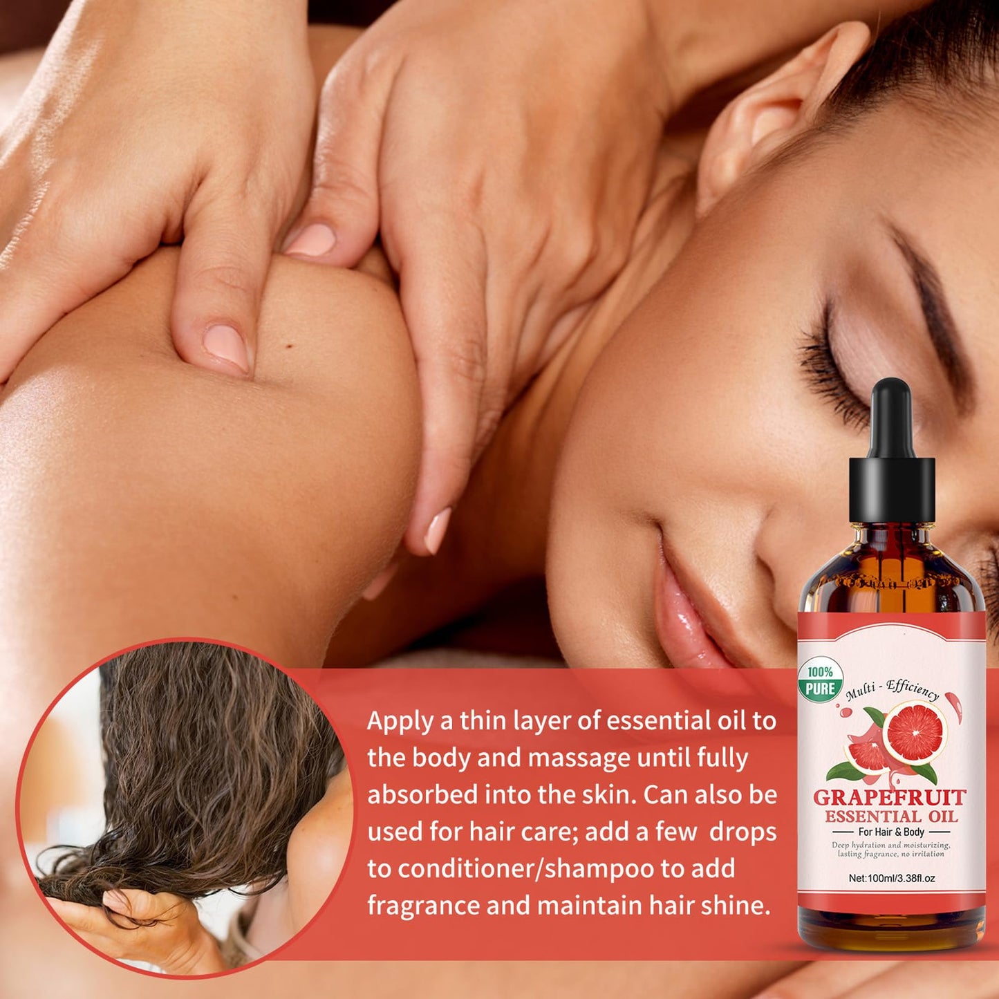 Grapefruit Essential Oil for Skin-Natural Grapefruit Oil for Hair Care,Face,Skin Care,Aromatherapy, Scalp and Body Massage and DIY Soap Making
