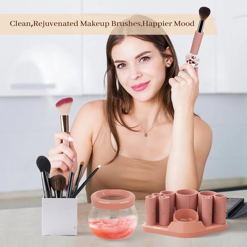 RICRIS Electric Makeup Brush Cleaner Machine - Ultra Fast USB Make Up Brush Washer and Dryer - Automatic Cosmetic Brush Cleanser Tool Clean and Dry in Seconds for Beauty Women, Girls