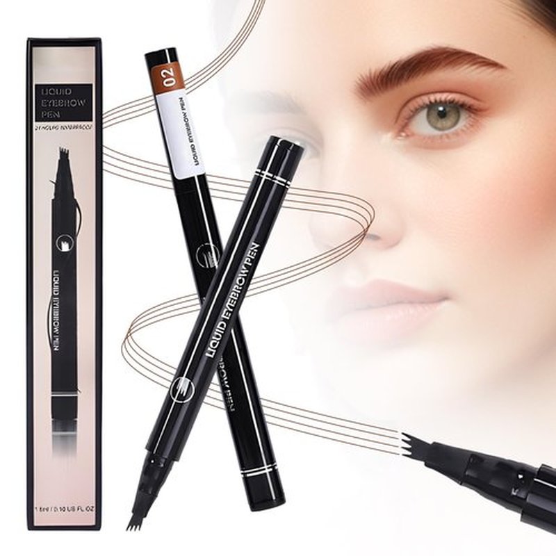 2PCS Microblading Eyebrow Pencil, 2025 New Magic Eyebrow Tattoo Pencil 4 Fork Tip, Natural Waterproof Makeup Fine Stroke Eyebrow Pencil Long-Lasting Eyebrow Pen (Light Brown)