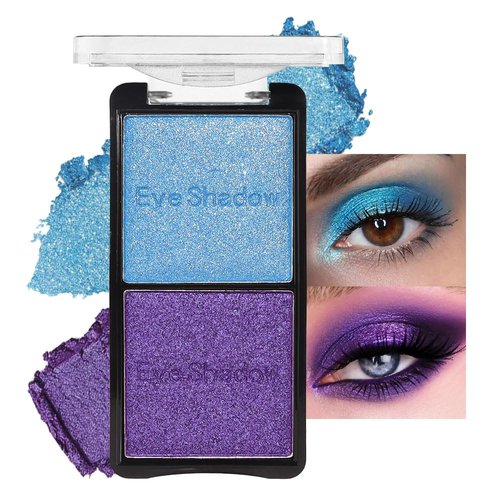 FeiCuiYun Double color eye shadow, Eyeshadows Creamy, high pigment eye makeup palette, matte shimmer metal eye shadow powder, Blendable, Ultra-Pigmented, Easy to Apply, Matte & Shimmer, (02)
