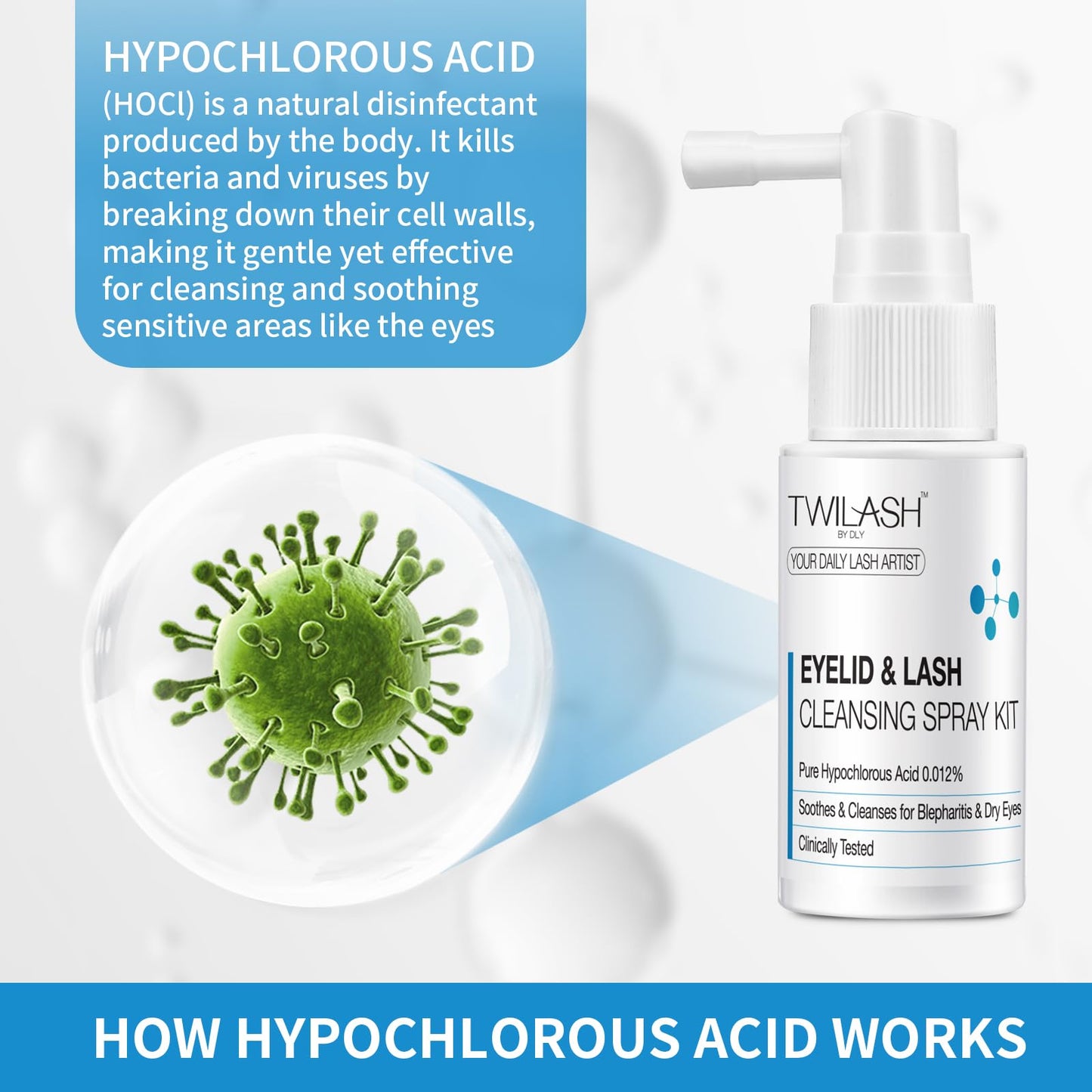 TWILASH BY DLY Eyelid & Lash Cleansing Spray 6 Pack Kit – 6 x 30ml | Pure Hypochlorous Acid Eye Wash for Soothing & Cleansing Blepharitis & Dry Eyes