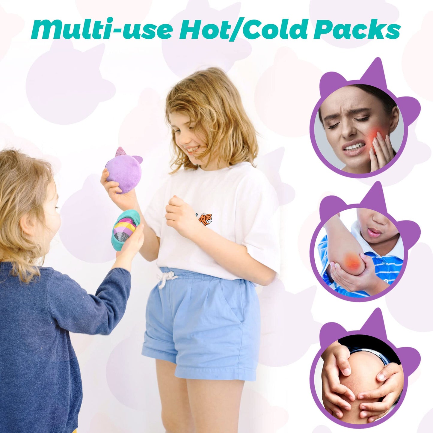 LotFancy Kids Ice Packs for Boo Boos, 3 Pack, Reusable Hot Cold Packs with Cute Plush Sleeves, Small Round Gel Pads for Injuries, Headache, Fever, Wisdom Teeth, Pain Relief, 4.75”