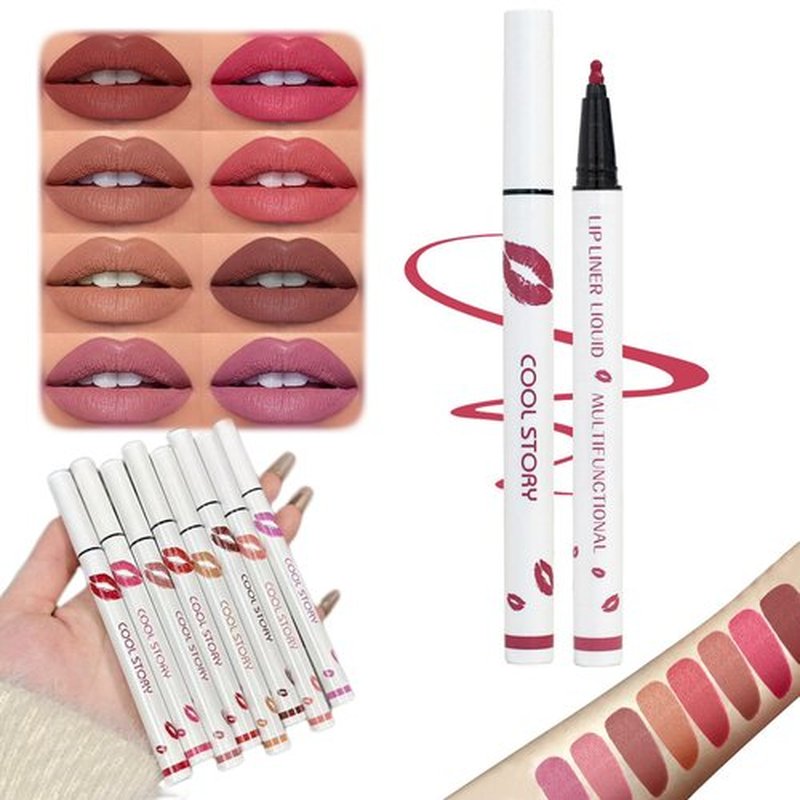 Elugty Cool Story Lip Liner Stain,New Formula Cool Story Lip Liner,Submarine Liquid Lip Liner,Cool Story Lip Liner Liquid,2-in-1 Waterproof Longwear Liquid Lip Liner,Long Lasting Lip Liner (02, 1pcs)