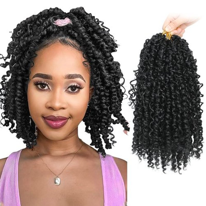 Passion Twist Hair 10inch Boho Passion Twist Crochet Hair For Black Women Pretwisted boho Passion Twist Crochet Hair, Pre Looped Curly Ends Bohemian Crochet Braids For Women（1B,10inch,7 Packs）