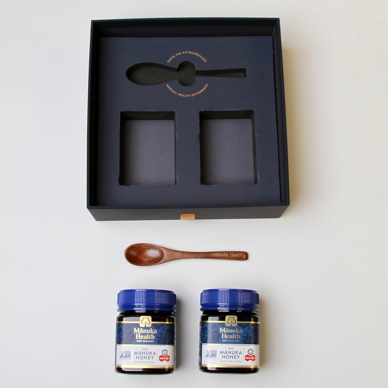 Manuka Honey Gift Set - Certified Raw UMF 20+/MGO 850+ & UMF 13+/MGO 400+ | 8.8oz Jars with Wooden Spoon