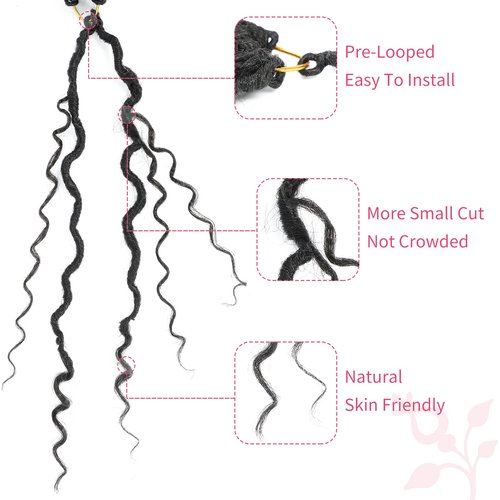 Alicoco Goddess Locs Crochet Hair 14 Inch 8 Packs Faux Locs Crochet Hair For Women Boho Soft Locs Pre-looped River Crochet Locs With Curly Ends (14 Inch (Pack of 8), 4/27/613)