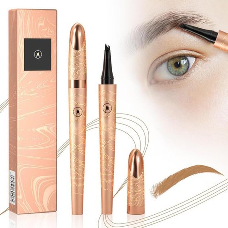 2024 New 3D Microblading Eyebrow Pencil,Waterproof Microblading Eyebrow Pen,4 Tip Eye Brow Pen, Long-lasting Natural Makeup Fine Stroke Magic Eyebrow Pencil Stay on All Day (Light Brown)